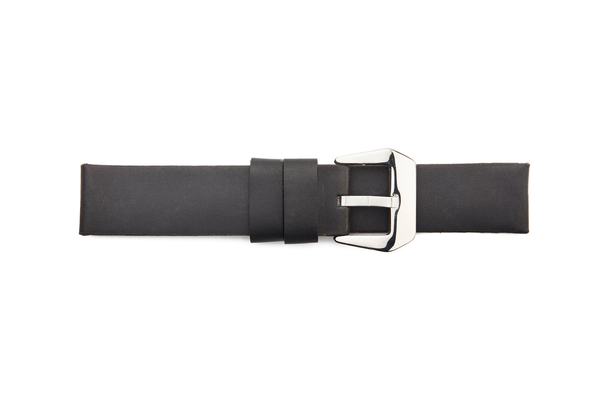 STR-4538-Black Vintage Style Regular Watch Strap With Raw Lining