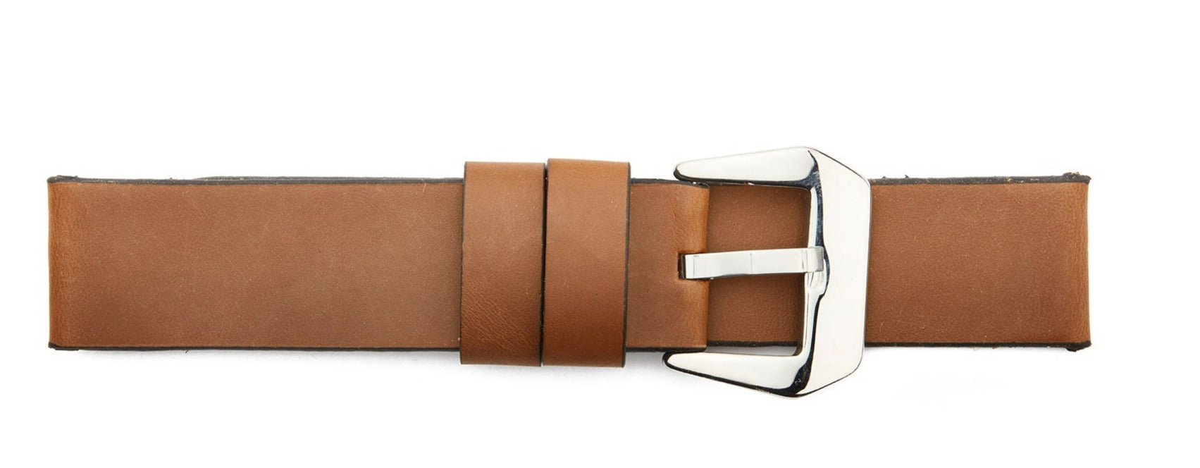 STR-4538-Tan Vintage Style Regular Watch Strap With Raw Lining