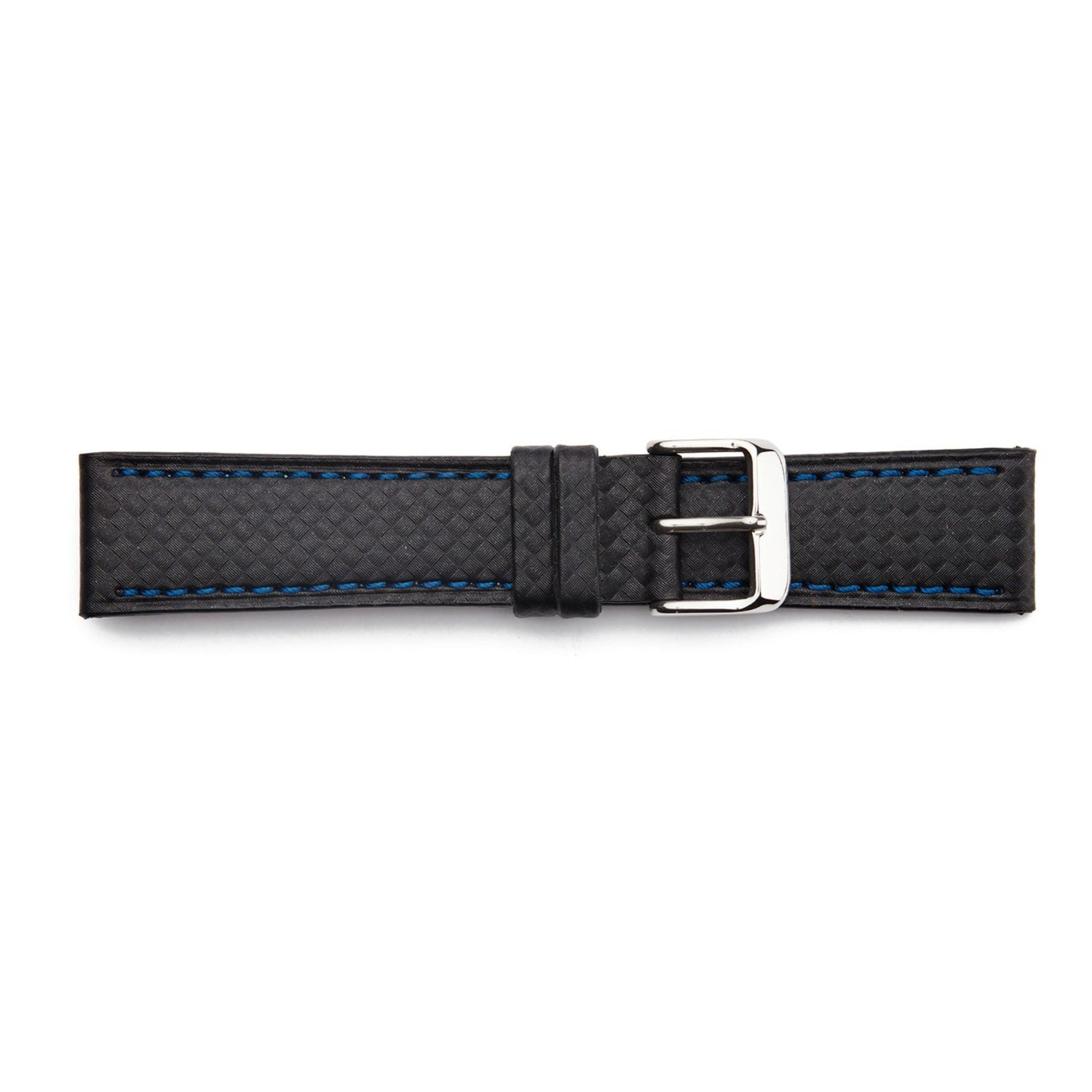 STR-4502 Carbon Fiber Regular Watch Strap with Blue Stitching