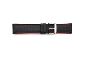 STR-4502 Carbon Fiber Regular Watch Strap with Red Stitching