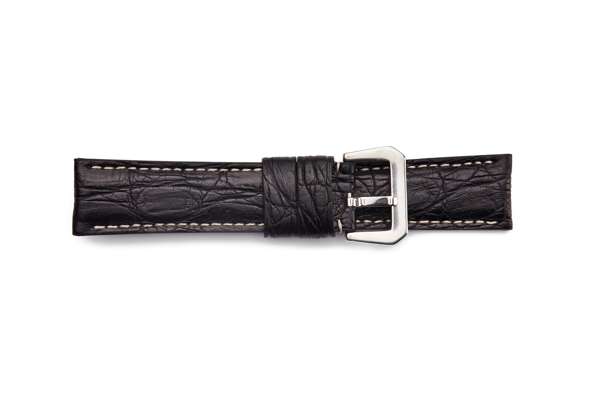 STR-4528-Black Genuine Panerai Style Matte Crocodile Leather Regular Watch Strap