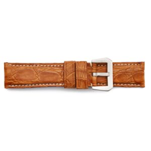 STR-4528-Cognac Genuine Panerai Style Matte Crocodile Leather Regular Watch Strap