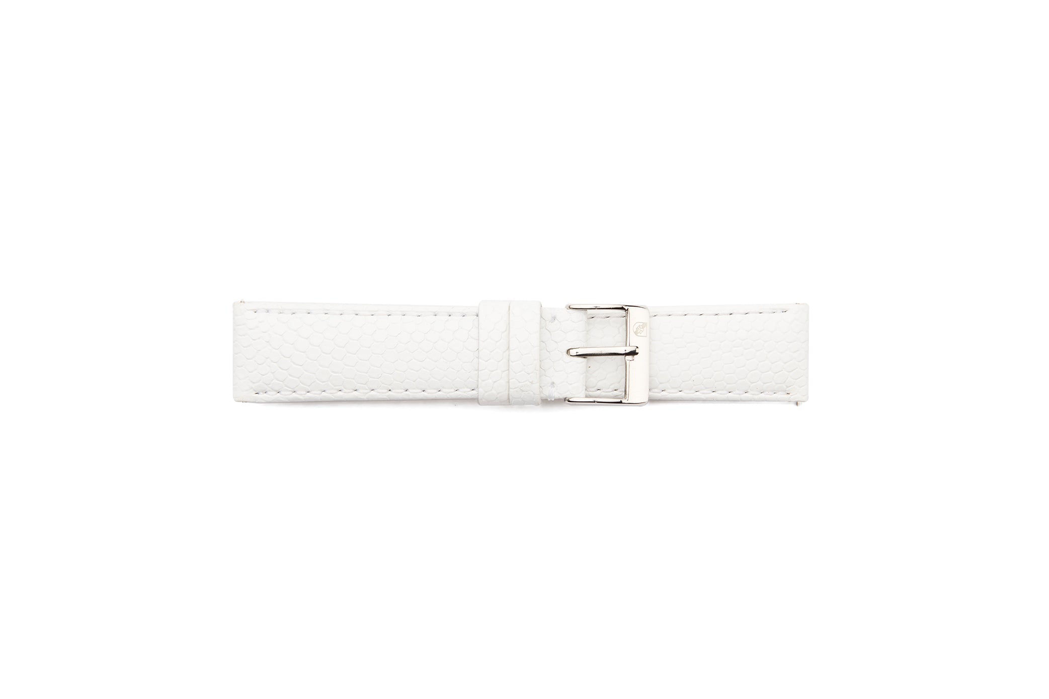 STR-4464-White Flat Lizard Grain Stitched Regular Watch Strap