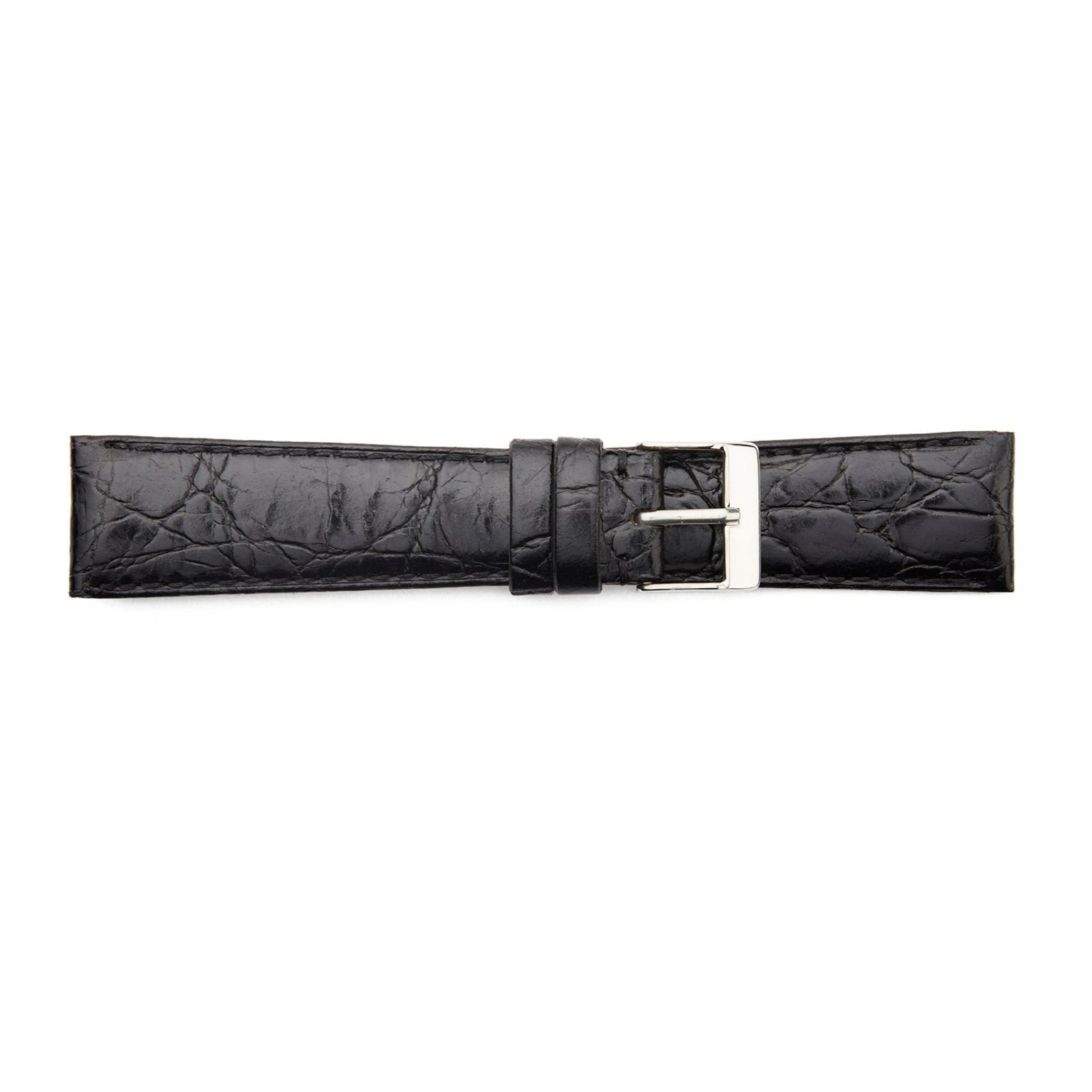 STR-4558-Black Crocodile Grain Padded Regular Watch Strap