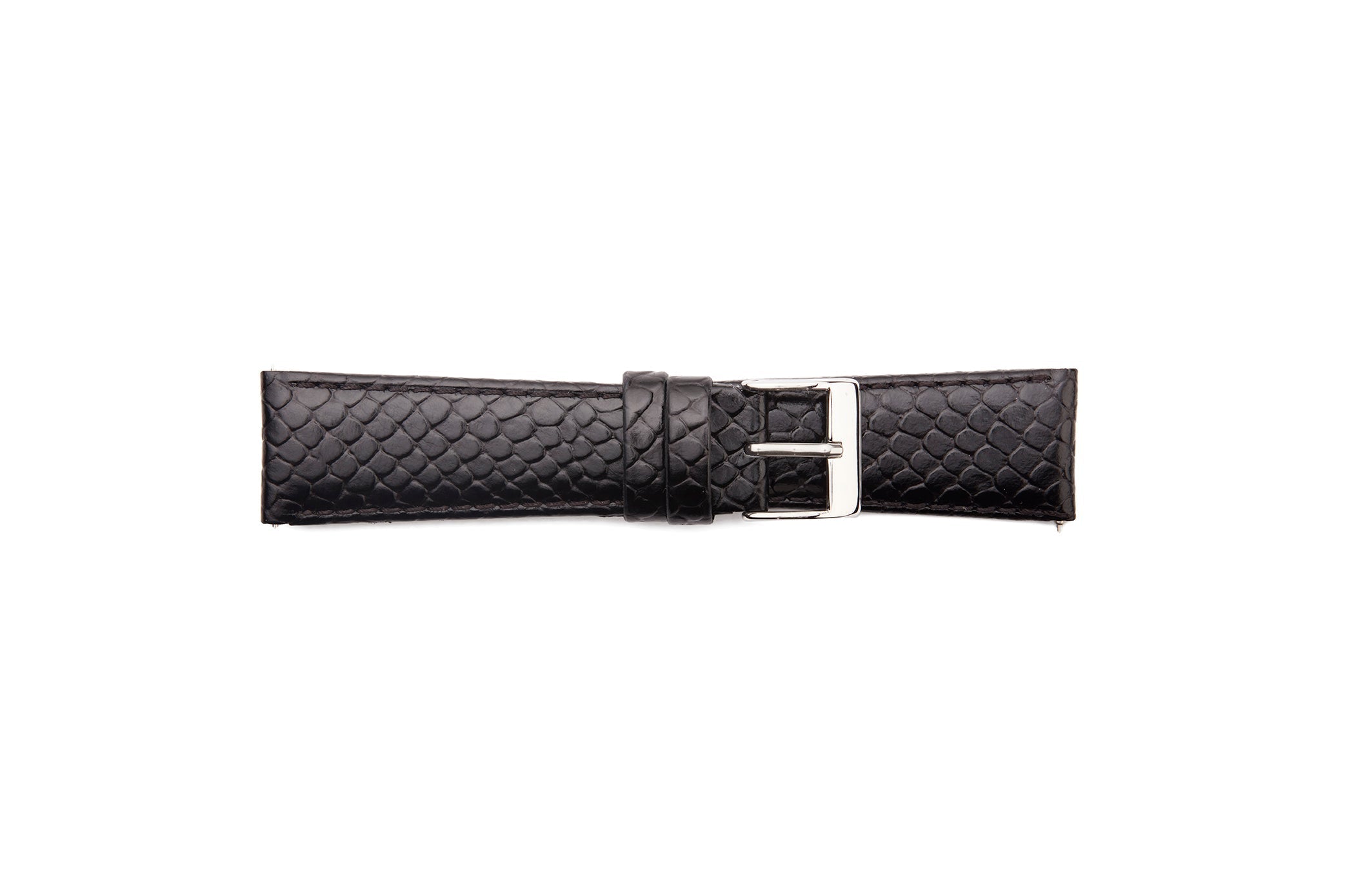 STR-4590S-Black Snake Grain QR Short Watch Strap