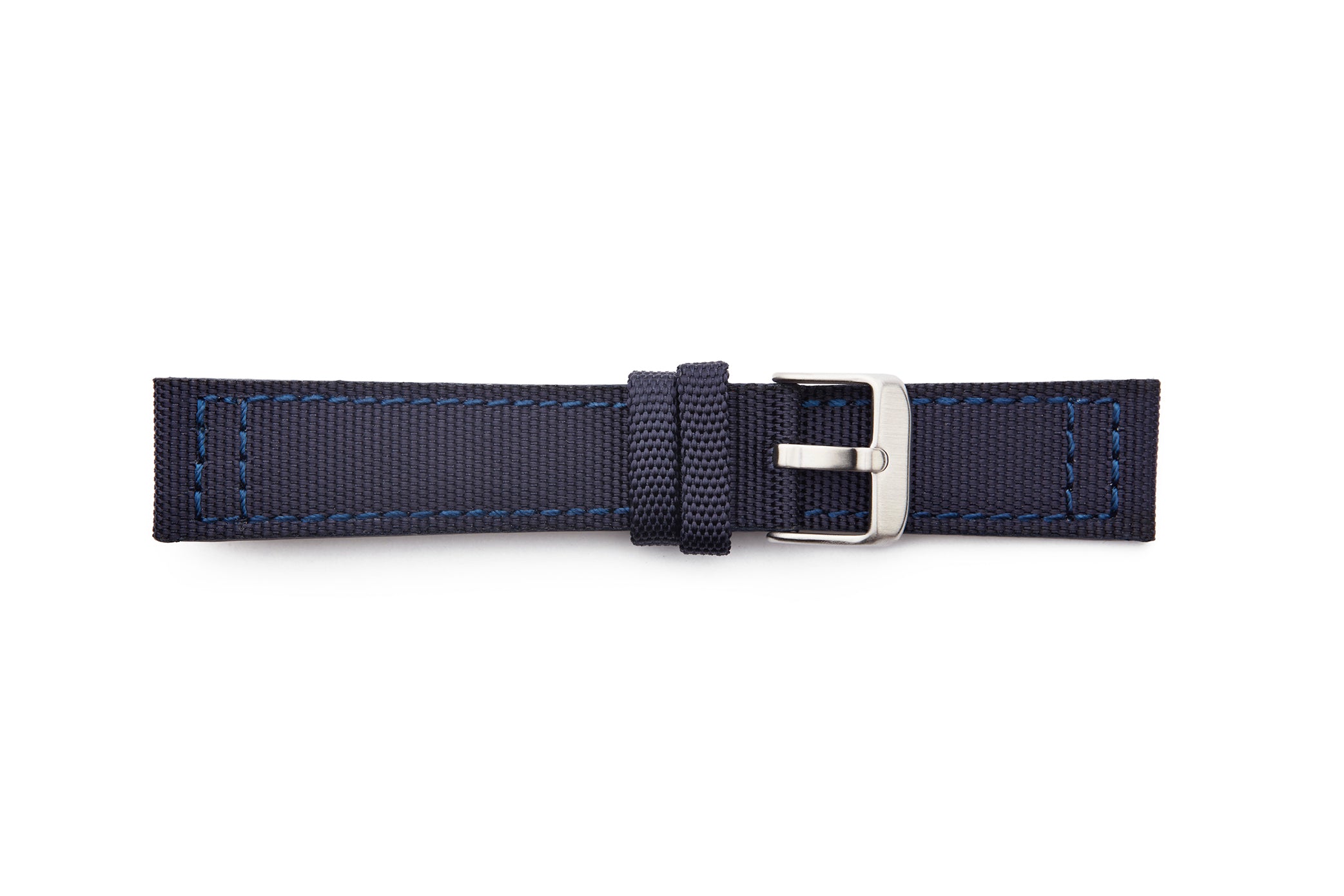STR-4476-Navy Canvas on Leather Regular Watch Strap