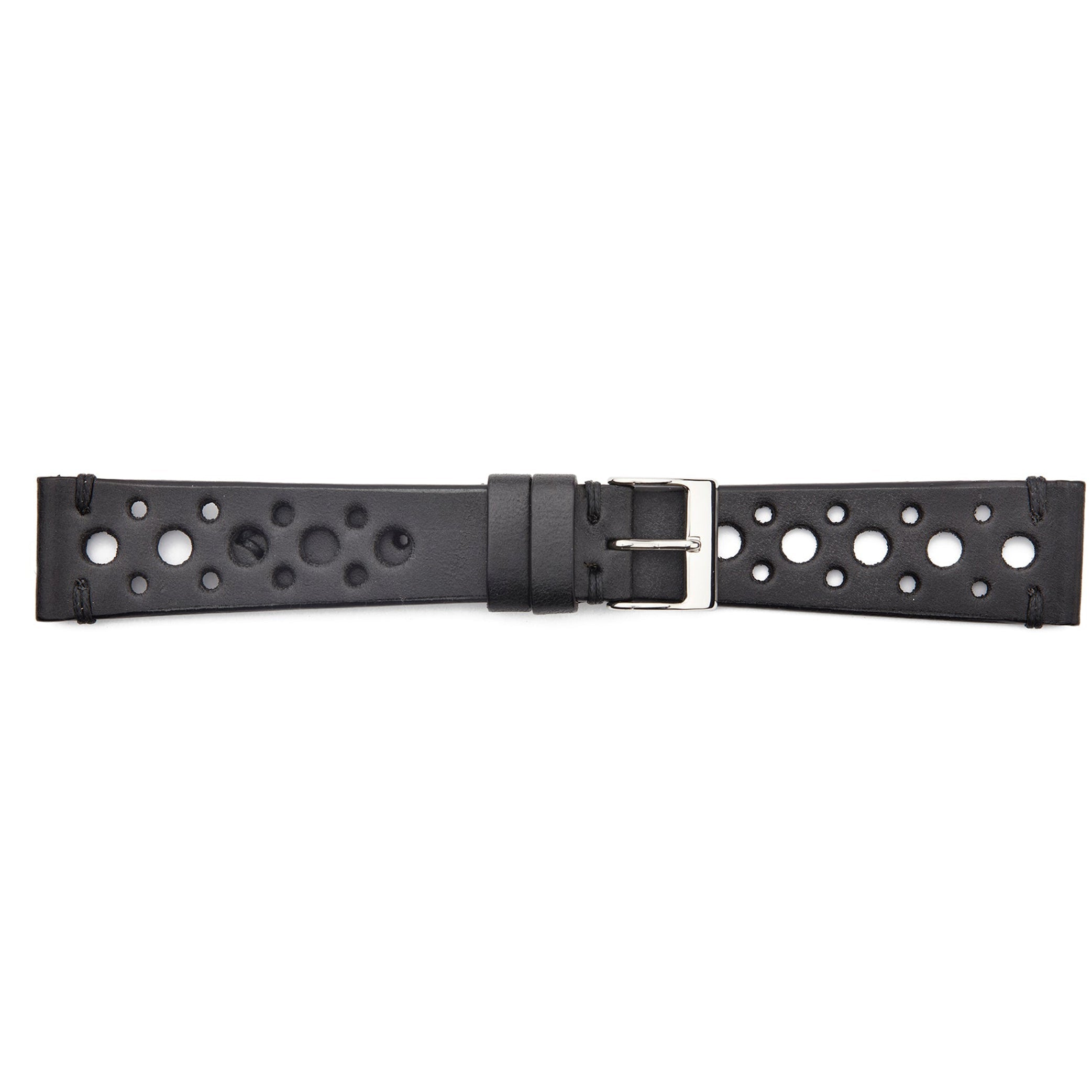 STR-4530-Black Rally Racing Vintage Style Regular Watch Strap