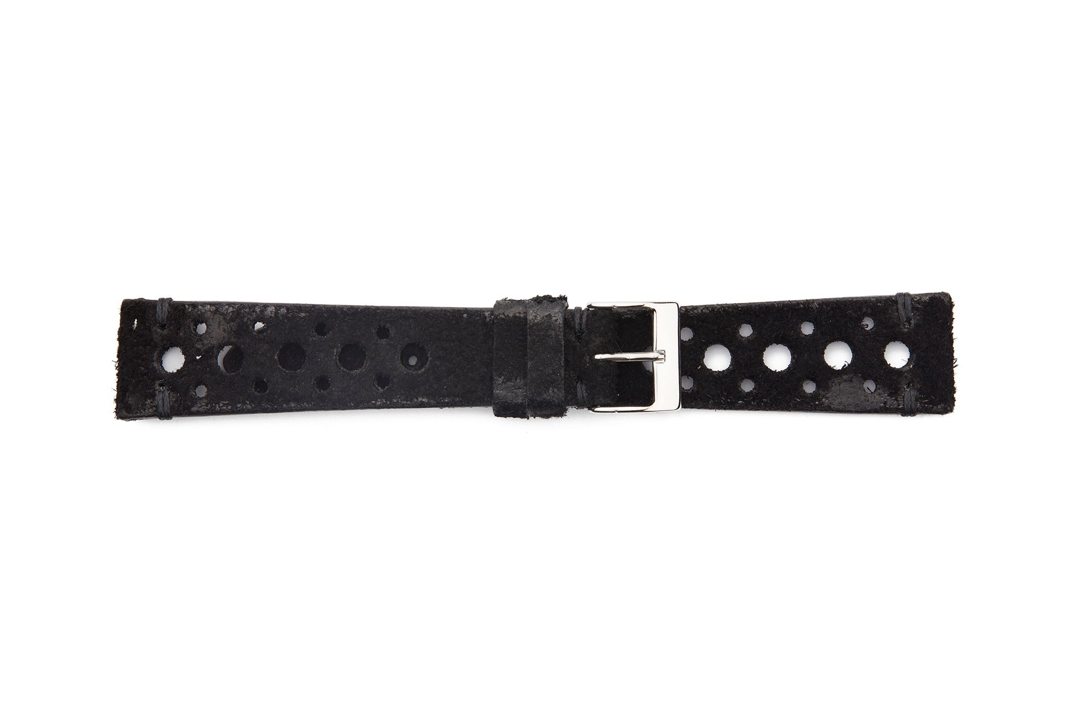 STR-4530-Black Suede Rally Racing Vintage Style Regular Watch Strap