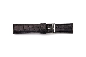 STR-4508L-Black Long Matte Genuine Crocodile Watch Strap