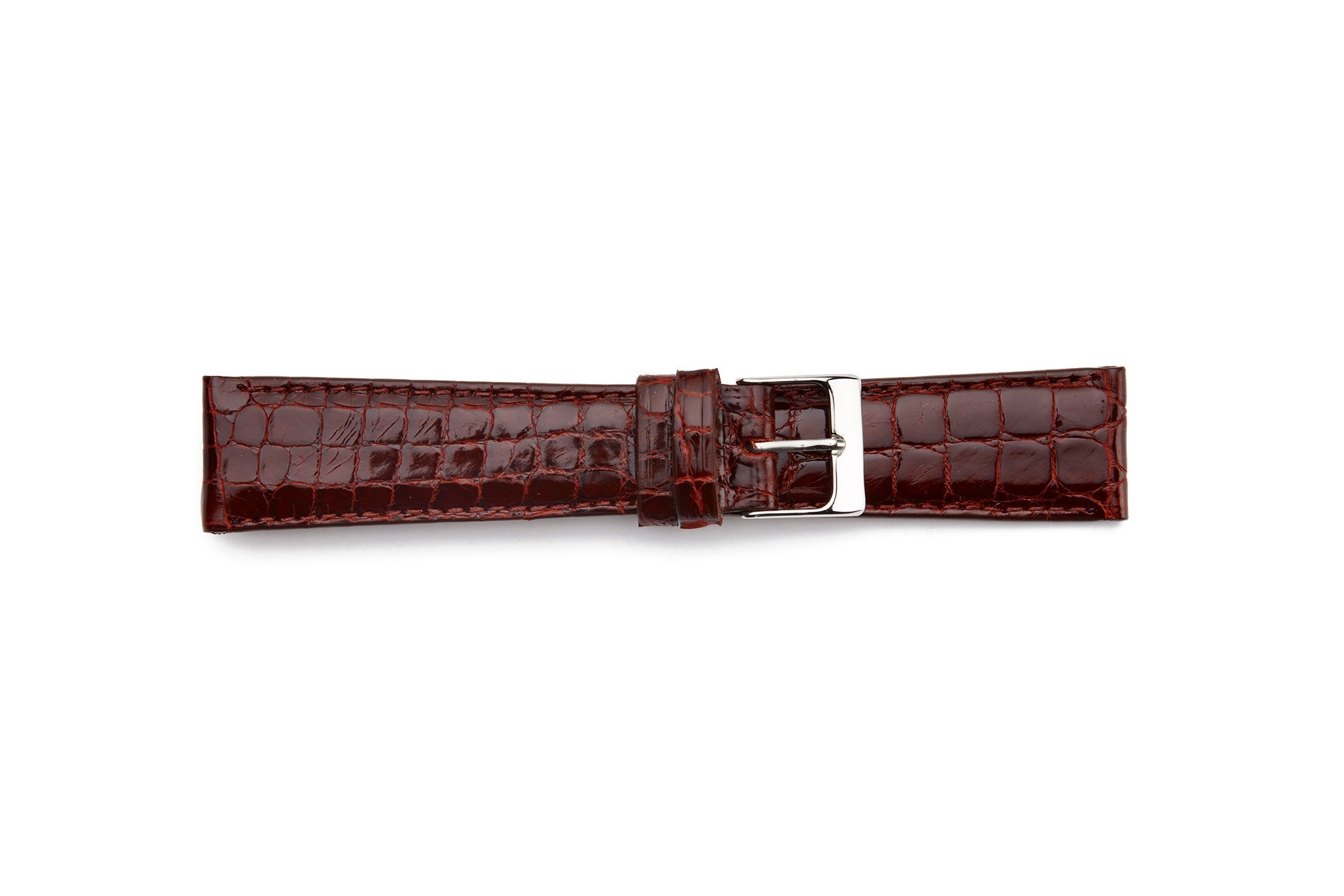 STR-4510-Bordeaux Polished Genuine Crocodile Watch Strap