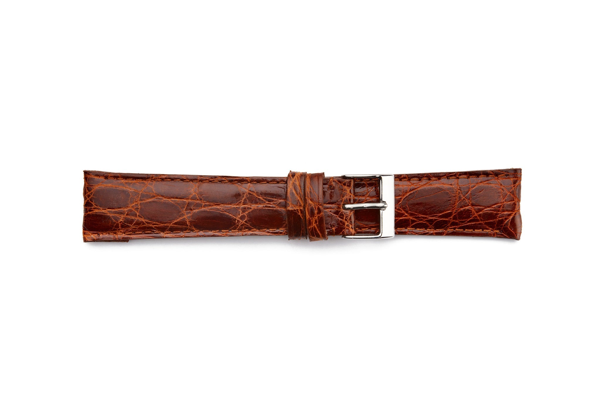 STR-4510-Cognac Polished Genuine Crocodile Watch Strap