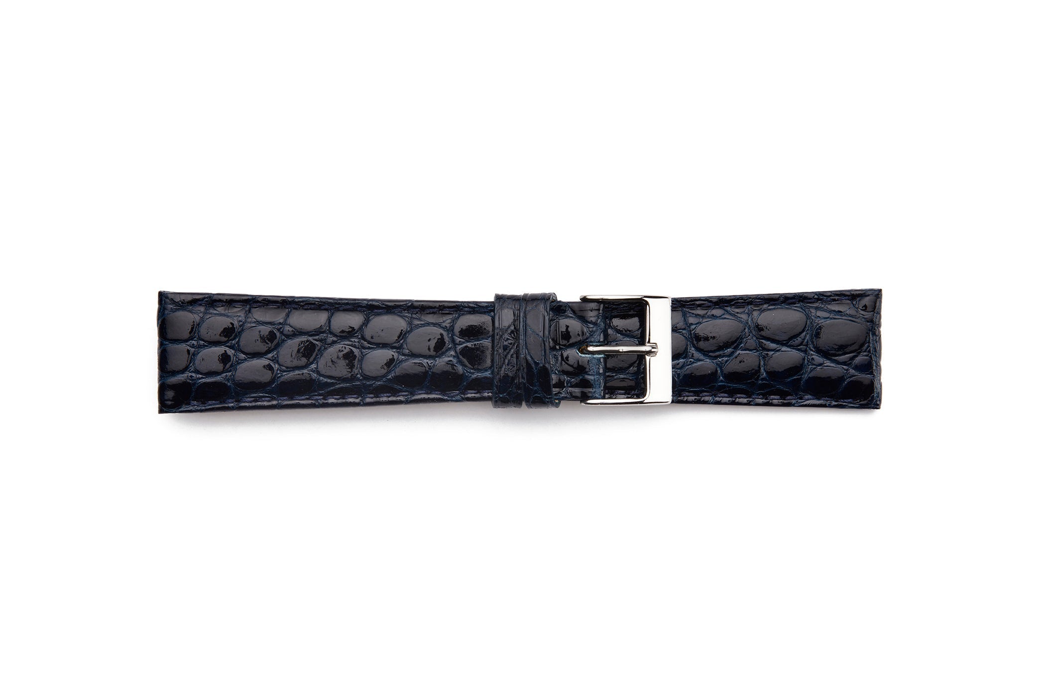 STR-4510-Navy Polished Genuine Crocodile Watch Strap
