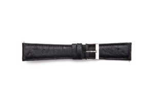 STR-4520-Black Genuine Ostrich Leather Regular Watch Strap