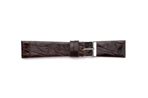 STR-4524-Brown Flat Genuine Crocodile Leather Regular Watch Strap