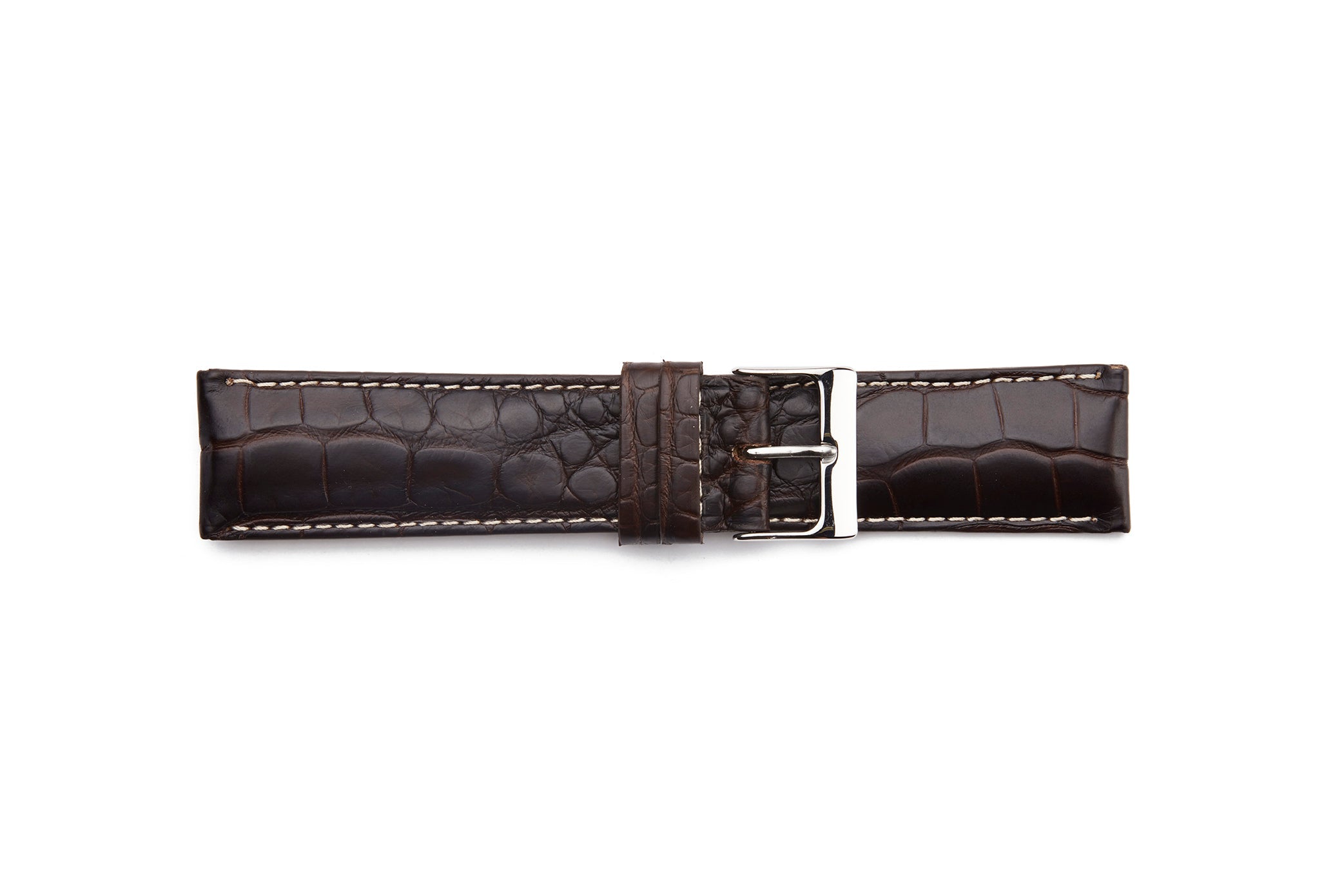 STR-4526-Brown Full Skin Genuine Alligator Leather Regular Watch Strap