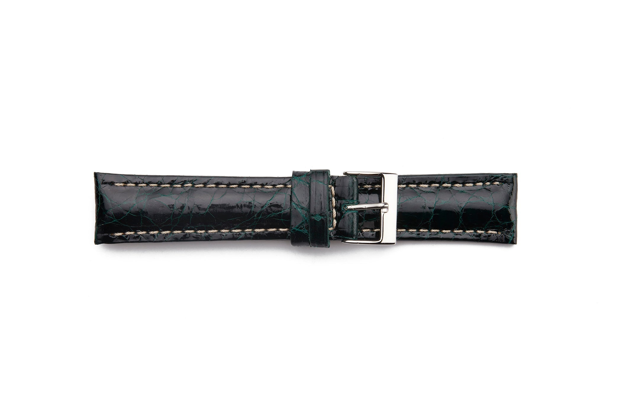 STR-4518-Green Genuine, Polished Crocodile Breitling Style Regular Watch Strap