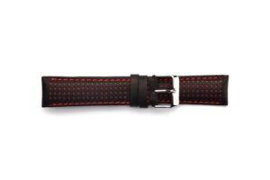 STR-4498-Black & Red Padded Dot Pattern Regular Watch Strap