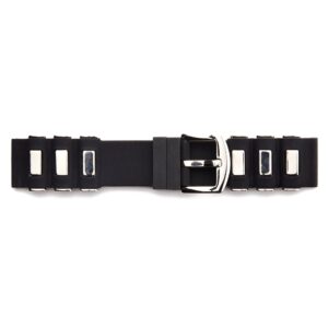 STR-4594-Black Rubber Regular Watch Strap With Stainless Steel Lugs