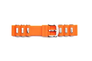 STR-4594-Orange Rubber Regular Watch Strap With Stainless Steel Lugs