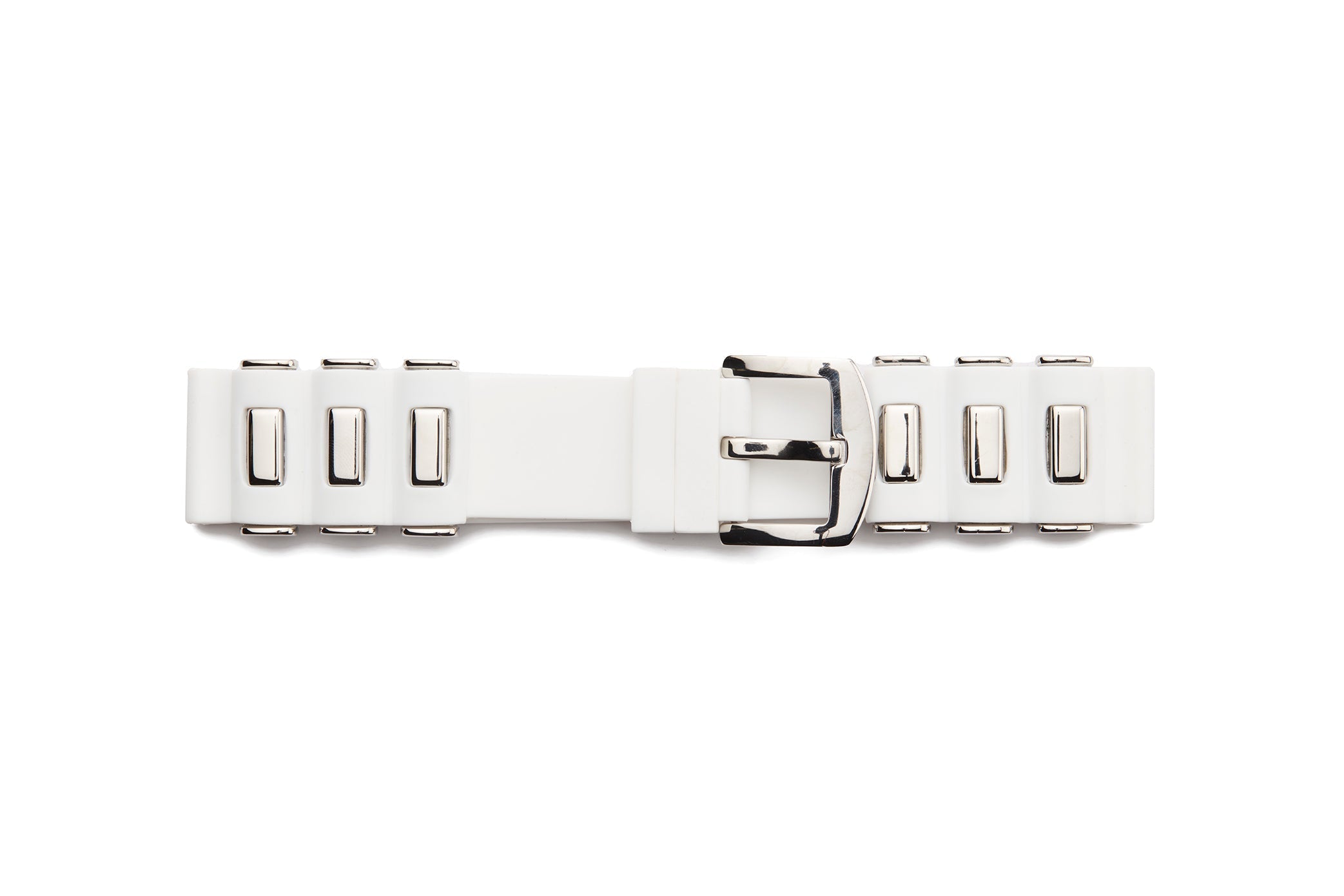 STR-4594-White Rubber Regular Watch Strap With Stainless Steel Lugs