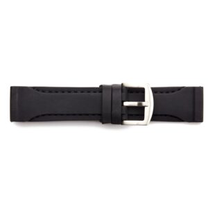 STR-4602-Black Rubber Regular Watch Strap with Colored Stitching