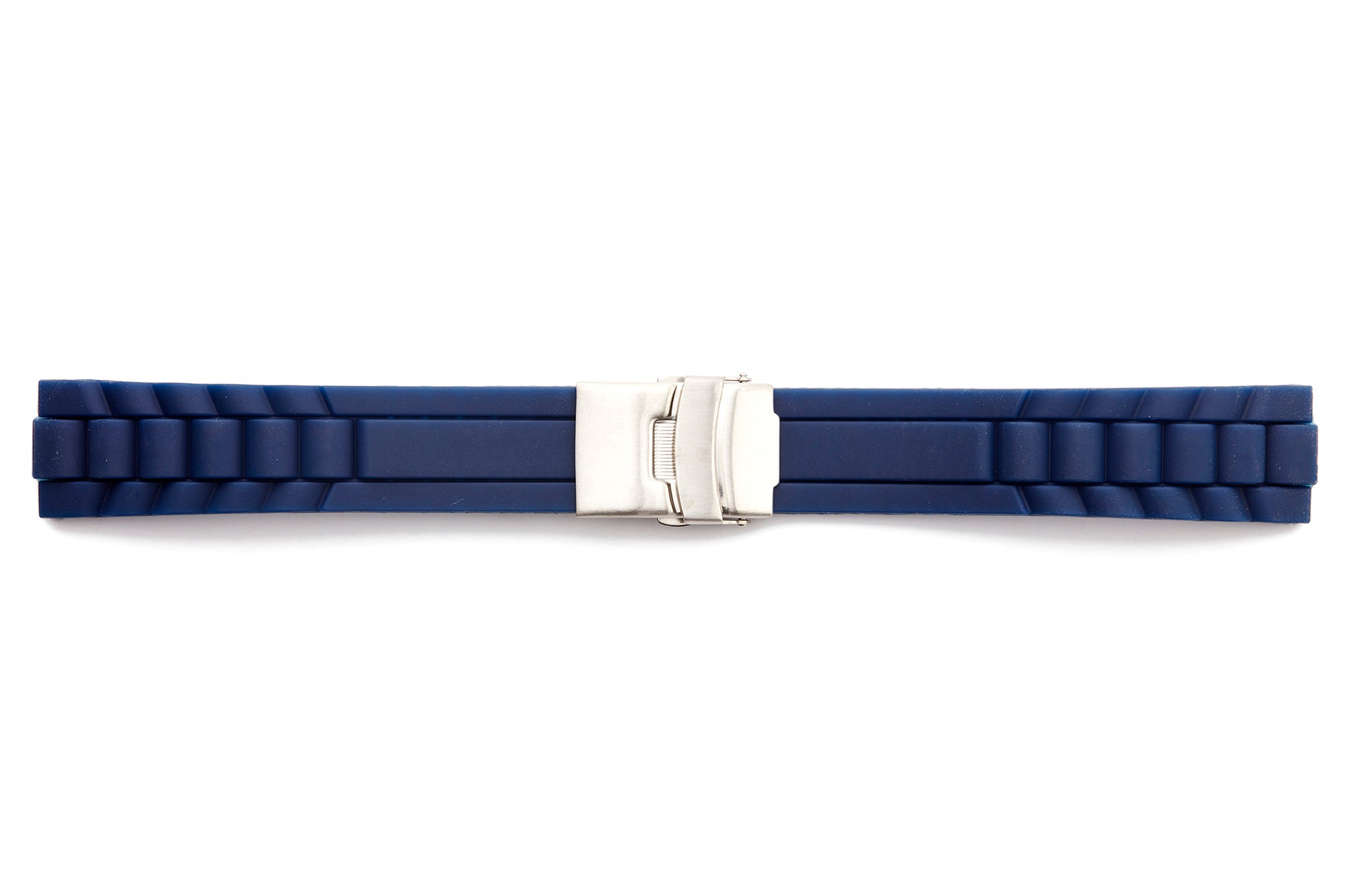 STR-4674-Navy Rubber Deployant Regular Watch Strap President Style