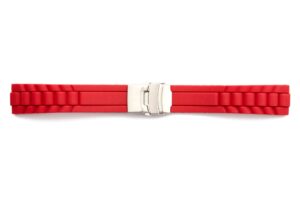 STR-4674-Red Rubber Deployant Regular Watch Strap President Style