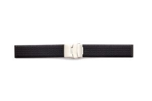 STR-4676-Black Rubber Deployant Regular Watch Strap with Tire Tread Design