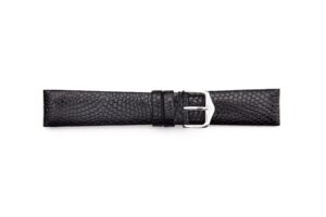 STR-4462-Black Flat Lizard Grain Regular Watch Strap with No Stitching