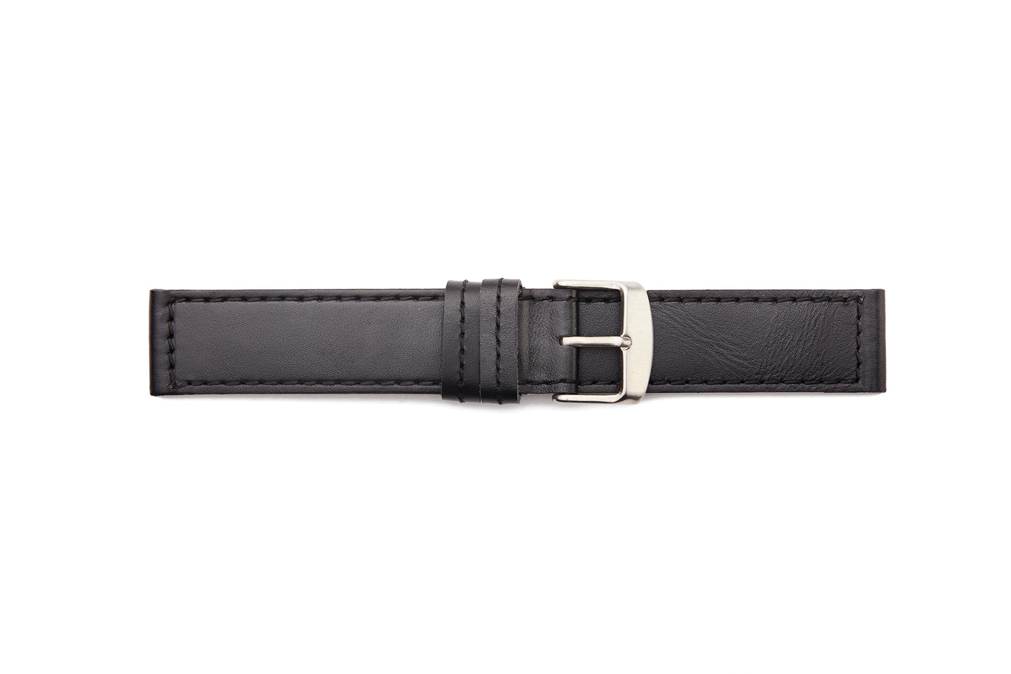 H5-80 Black Non-Tapered Calfskin Polished Watch Strap