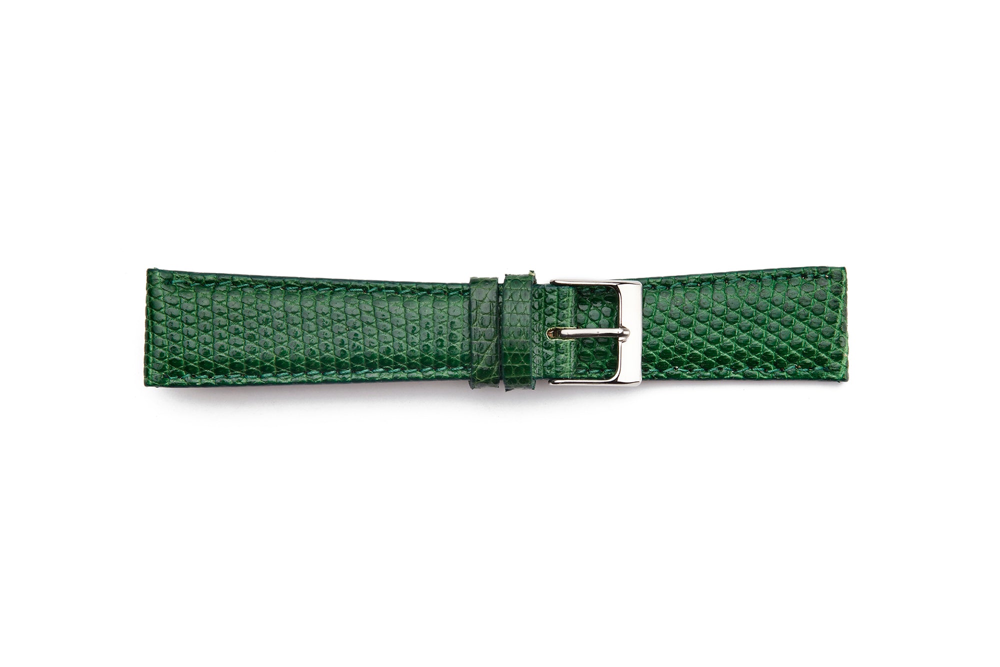 HB1-906 Green Genuine Lizard Padded and Stitched Regular Watch Strap