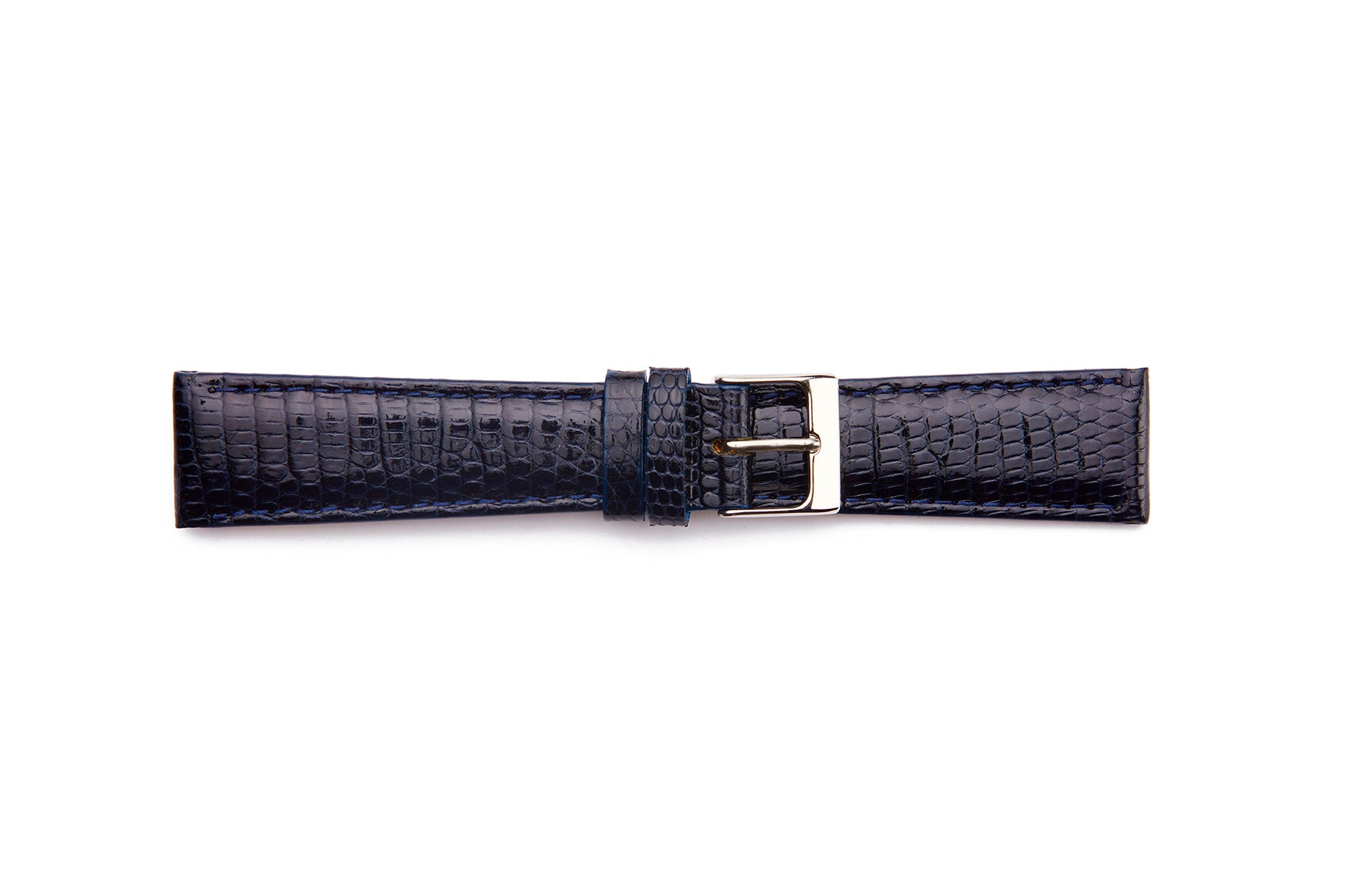 HB1-906 Navy Genuine Lizard Padded and Stitched Regular Watch Strap
