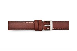 LBV-982C Brown Rustic Leather Regular Watch Strap with Contrasting Stitching